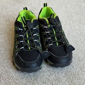 Kids Black and Neon Green Hiking Sneakers
